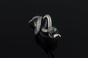 Snake Pendant with Cubic Zirconia Sterling Silver Jewelry - vikingworkshop