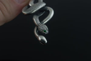 Snake Pendant with Cubic Zirconia Sterling Silver Jewelry - vikingworkshop