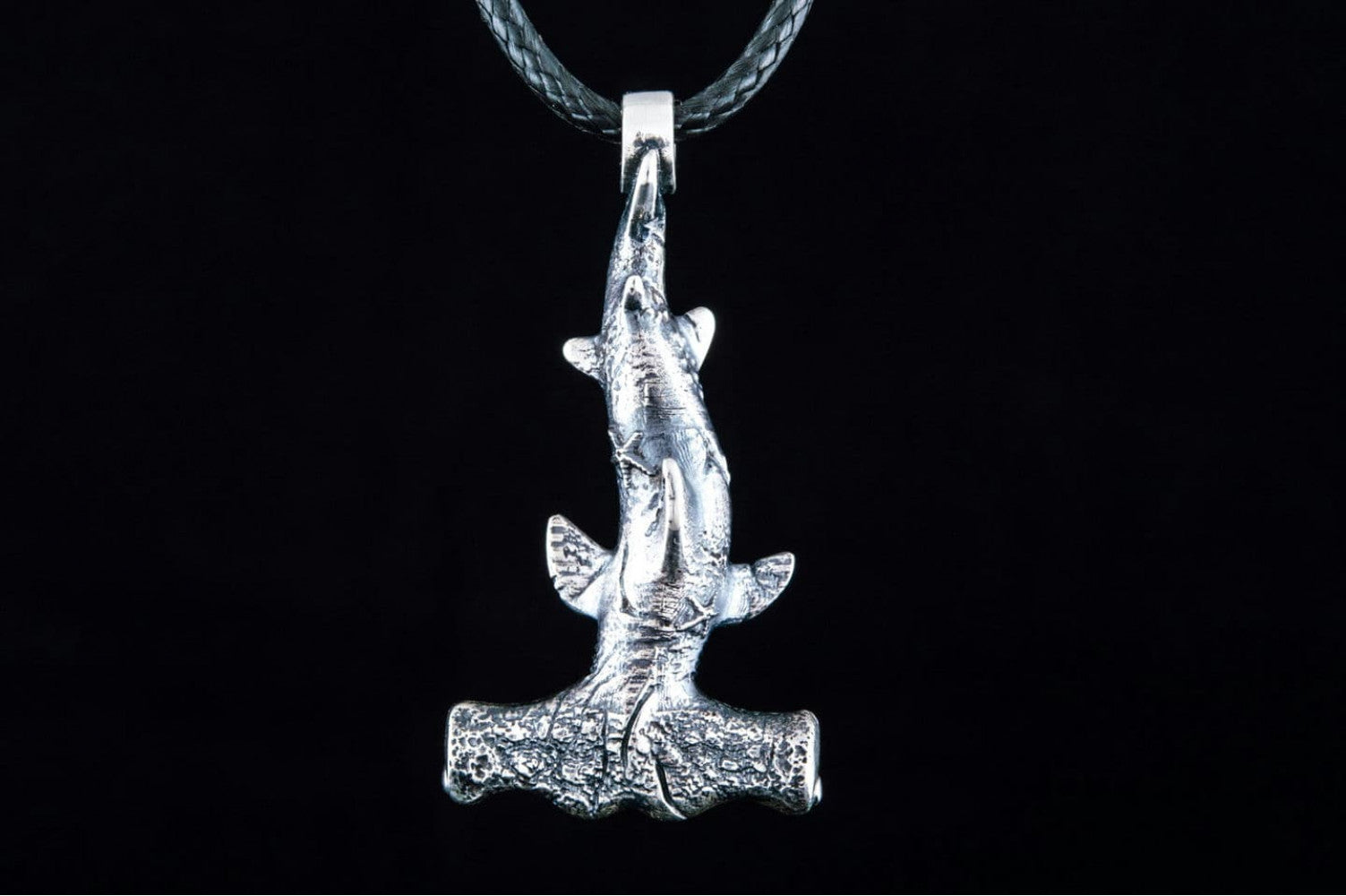 Shark Pendant Sterlnig Silver Unique Jewelry - vikingworkshop