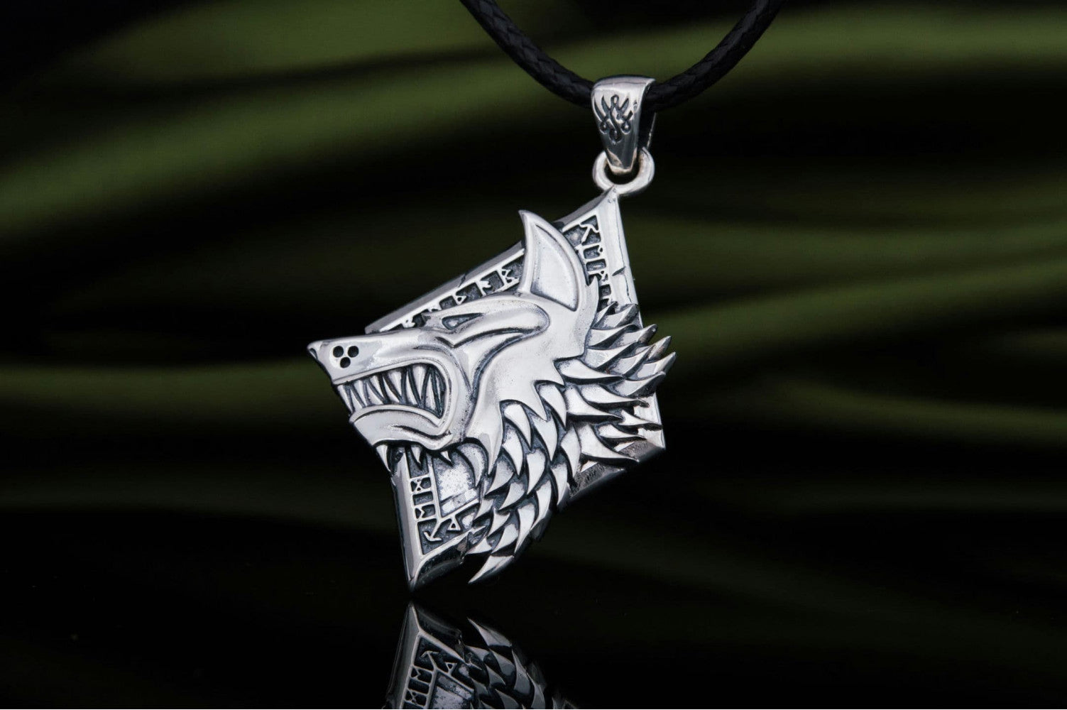 Handmade Pendant with Wolf Sterling Silver Jewelry