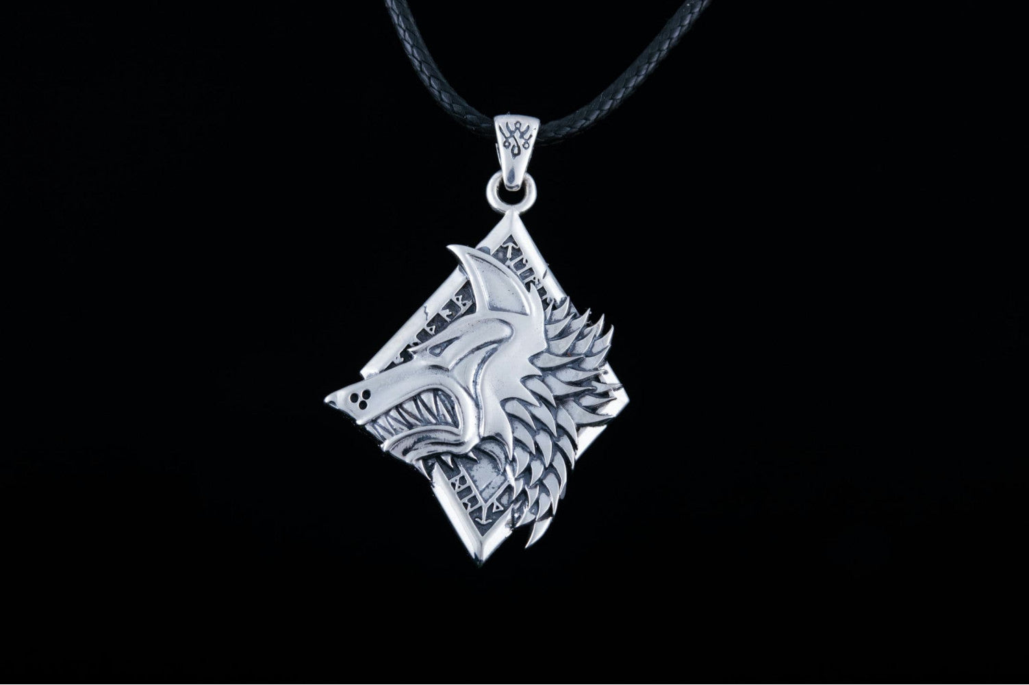 Handmade Pendant with Wolf Sterling Silver Jewelry