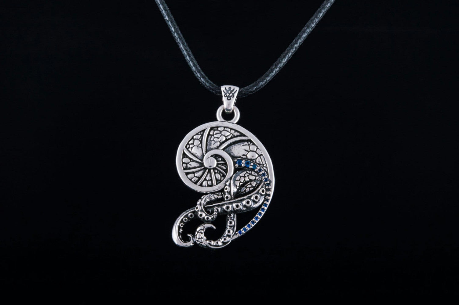 Shell with Octopus with Cubic Zirconia Sterling Silver Jewelry - vikingworkshop