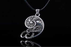 Shell with Octopus with Cubic Zirconia Sterling Silver Jewelry - vikingworkshop