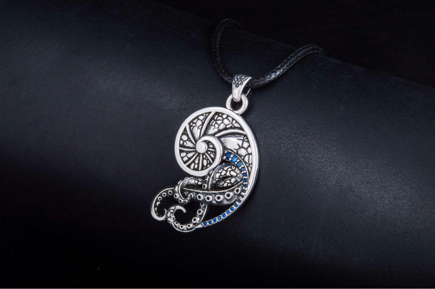 Shell with Octopus with Cubic Zirconia Sterling Silver Jewelry - vikingworkshop