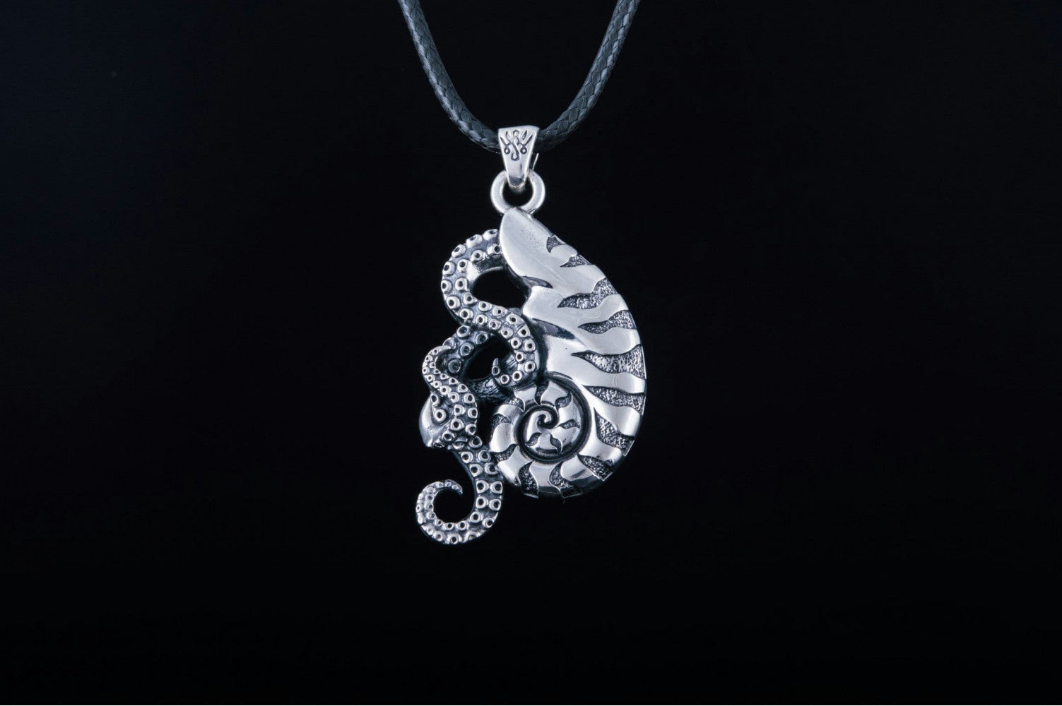 Octopus in Shell Pendant Sterling Silver Jewelry - vikingworkshop