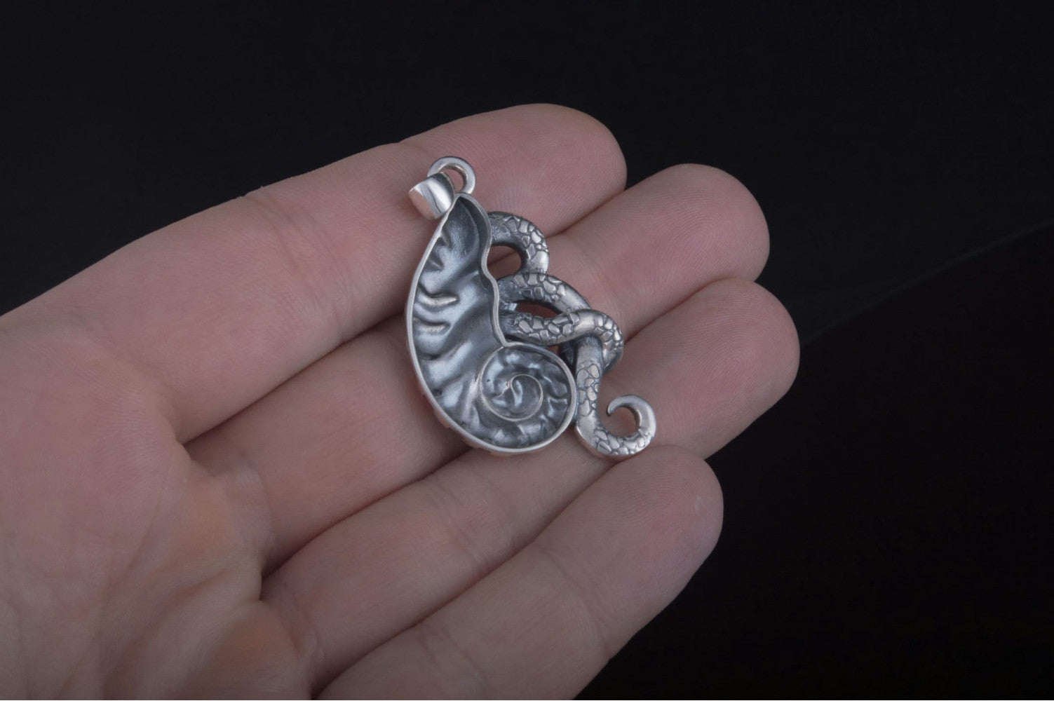 Octopus in Shell Pendant Sterling Silver Jewelry - vikingworkshop