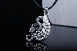 Octopus in Shell Pendant Sterling Silver Jewelry - vikingworkshop