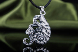 Octopus in Shell Pendant Sterling Silver Jewelry - vikingworkshop