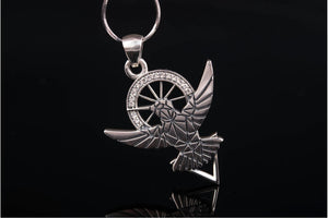 925 Silver Hummingbird pendant with Clear gems, unique fashion Jewelry - vikingworkshop