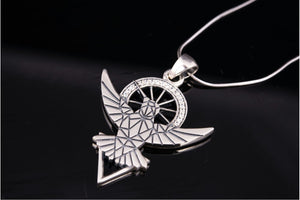 925 Silver Hummingbird pendant with Clear gems, unique fashion Jewelry - vikingworkshop