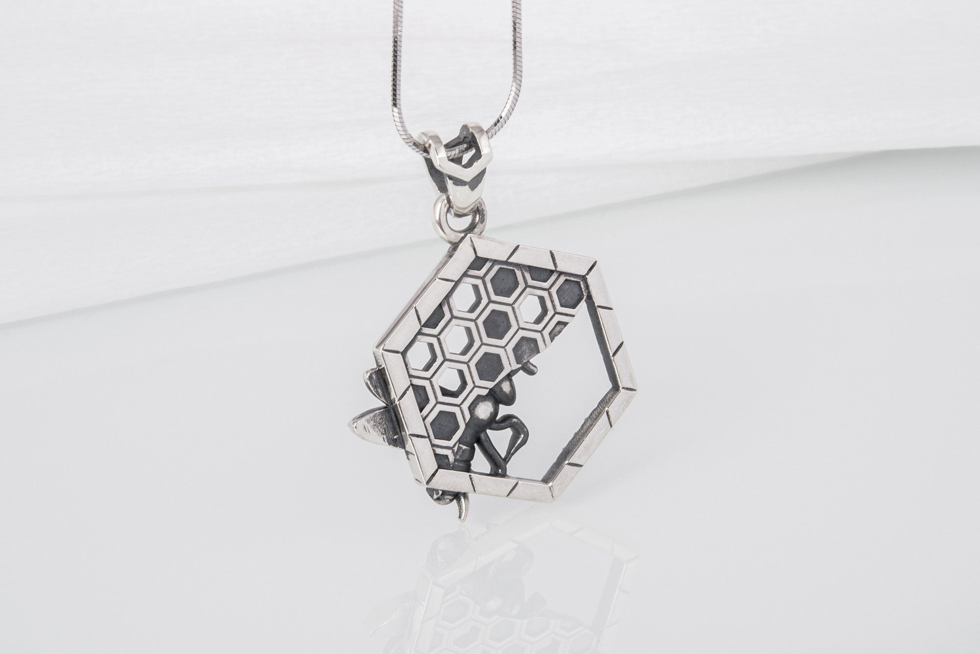 Stylish Fashion Bee with Honey pendant, unique handcrafted sterling silver jewelry with gems - vikingworkshop