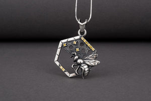 Stylish Fashion Bee with Honey pendant, unique handcrafted sterling silver jewelry with gems - vikingworkshop