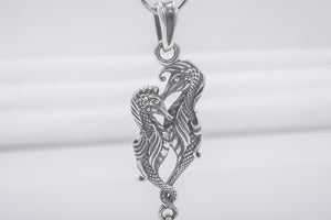 Minimalistic 925 Silver Seahorse Pendant With Pearl, Handcrafted Jewelry - vikingworkshop