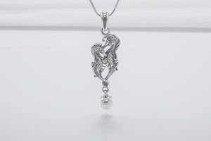 Minimalistic 925 Silver Seahorse Pendant With Pearl, Handcrafted Jewelry - vikingworkshop