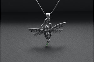 Sterling Silver Detailed Dragonfly Pendant, Handcrafted Nature Jewelry - vikingworkshop