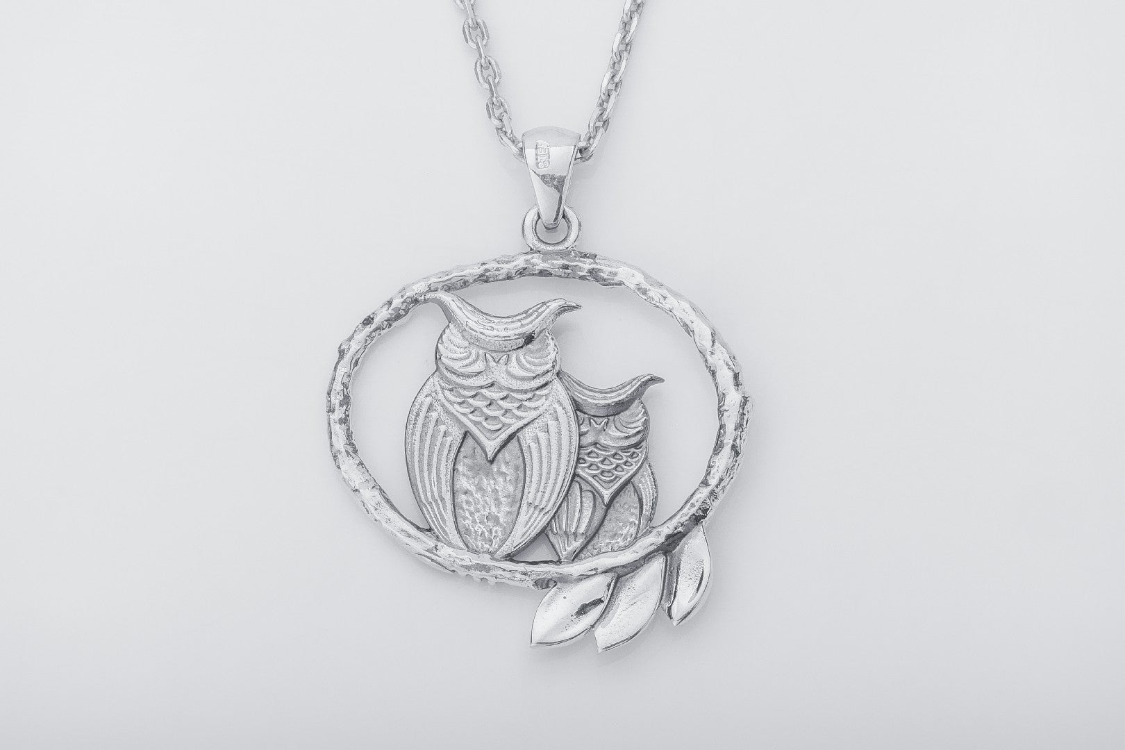Owls Pendant, Wisdom Mascot, 925 Silver