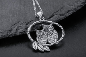 Owls Pendant, Wisdom Mascot, 925 Silver - vikingworkshop