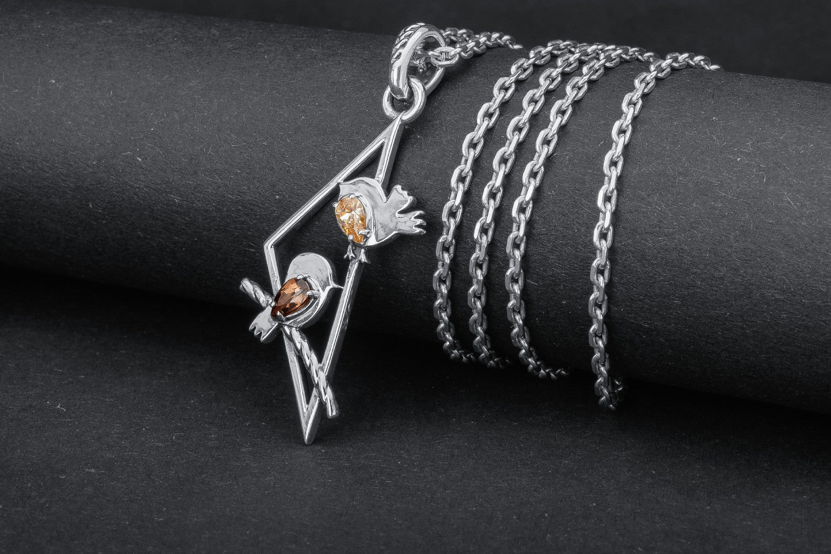 Little Birdies Pendant with Gems, 925 silver - vikingworkshop