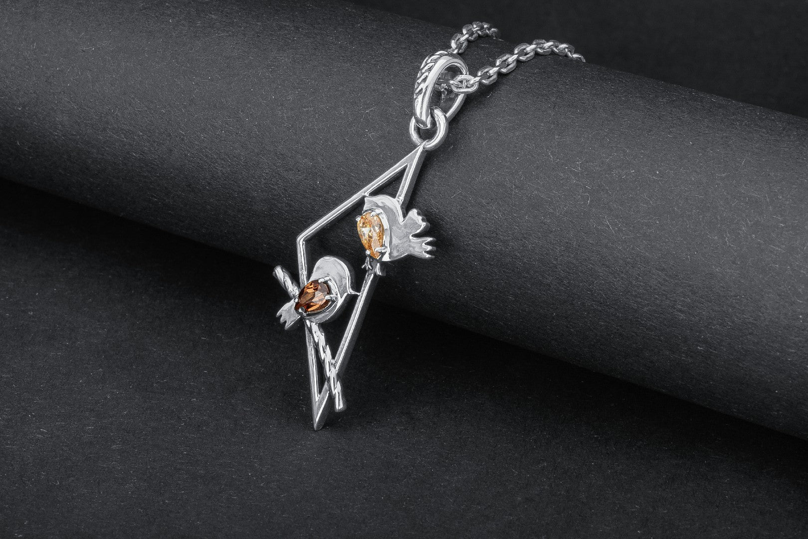 Little Birdies Pendant with Gems, 925 silver - vikingworkshop