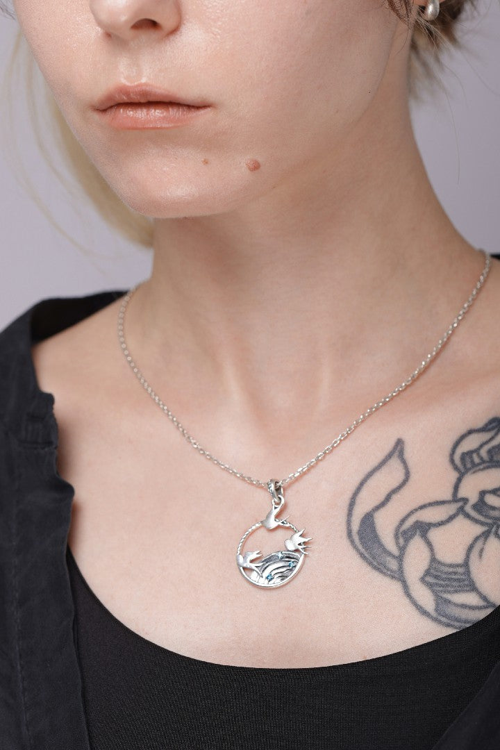 Marlet Birds Pendant with Gems, 925 Silver - vikingworkshop