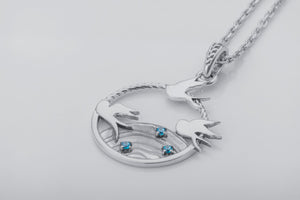 Marlet Birds Pendant with Gems, 925 Silver - vikingworkshop