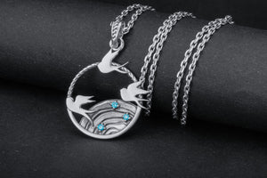 Marlet Birds Pendant with Gems, 925 Silver - vikingworkshop