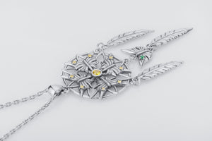Dreamcatcher Pendant with Butterflies and Gem, 925 Silver - vikingworkshop