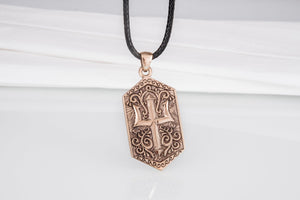 Trident Symbol Pendant Bronze Pagan Jewelry - vikingworkshop