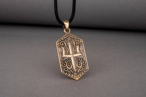 Trident Symbol Pendant Bronze Pagan Jewelry - vikingworkshop