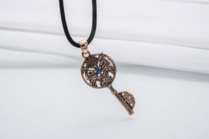 Key with Axes and Cubic Zirconia Bronze Jewelry - vikingworkshop