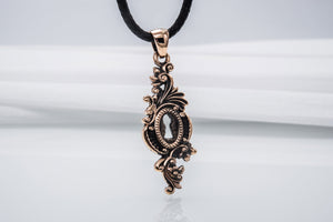 Keyhole Pendant with Leaves Ornament Bronze Jewelry - vikingworkshop