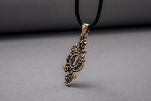 Keyhole Pendant with Leaves Ornament Bronze Jewelry - vikingworkshop