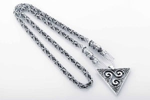 925 Silver Norse Wolves Chain, Handcrafted Viking Jewelry - vikingworkshop