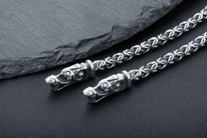 925 Silver Norse Wolves Chain, Handcrafted Viking Jewelry - vikingworkshop