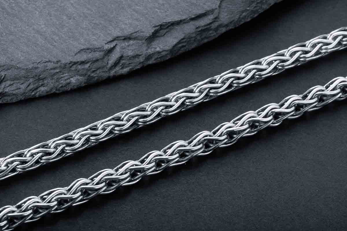 925 Silver Viking Chain with Wolf Tips, Handmade Norse Jewelry - vikingworkshop