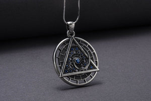 925 Silver Triangle Pendant With Golden Ratio And Gems, Unique Handmade Jewelry - vikingworkshop