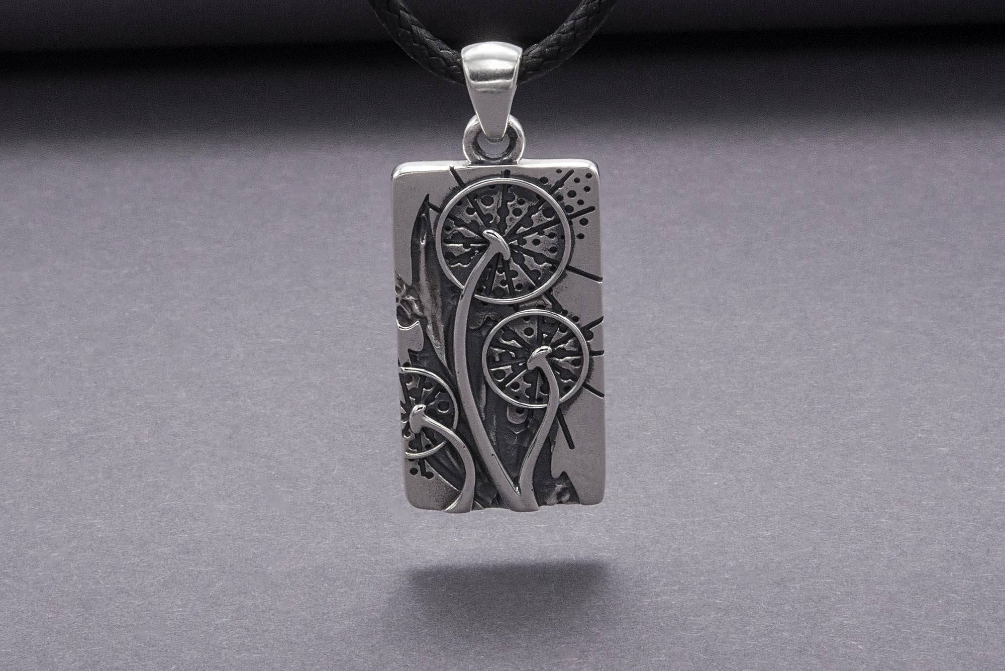 Unique 925 Silver Pendant With Dandelions, Handmade Jewelry - vikingworkshop