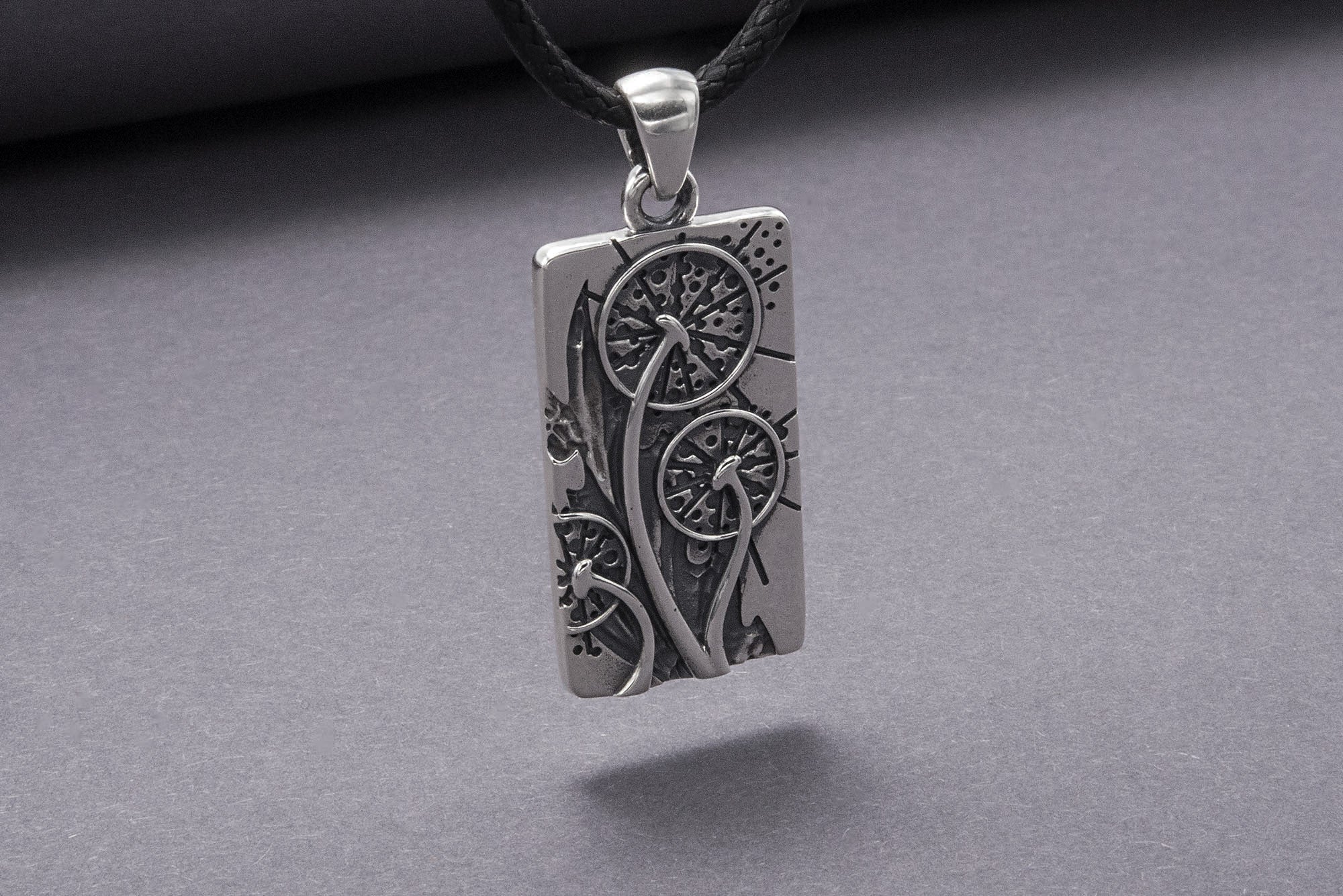 Unique 925 Silver Pendant With Dandelions, Handmade Jewelry - vikingworkshop