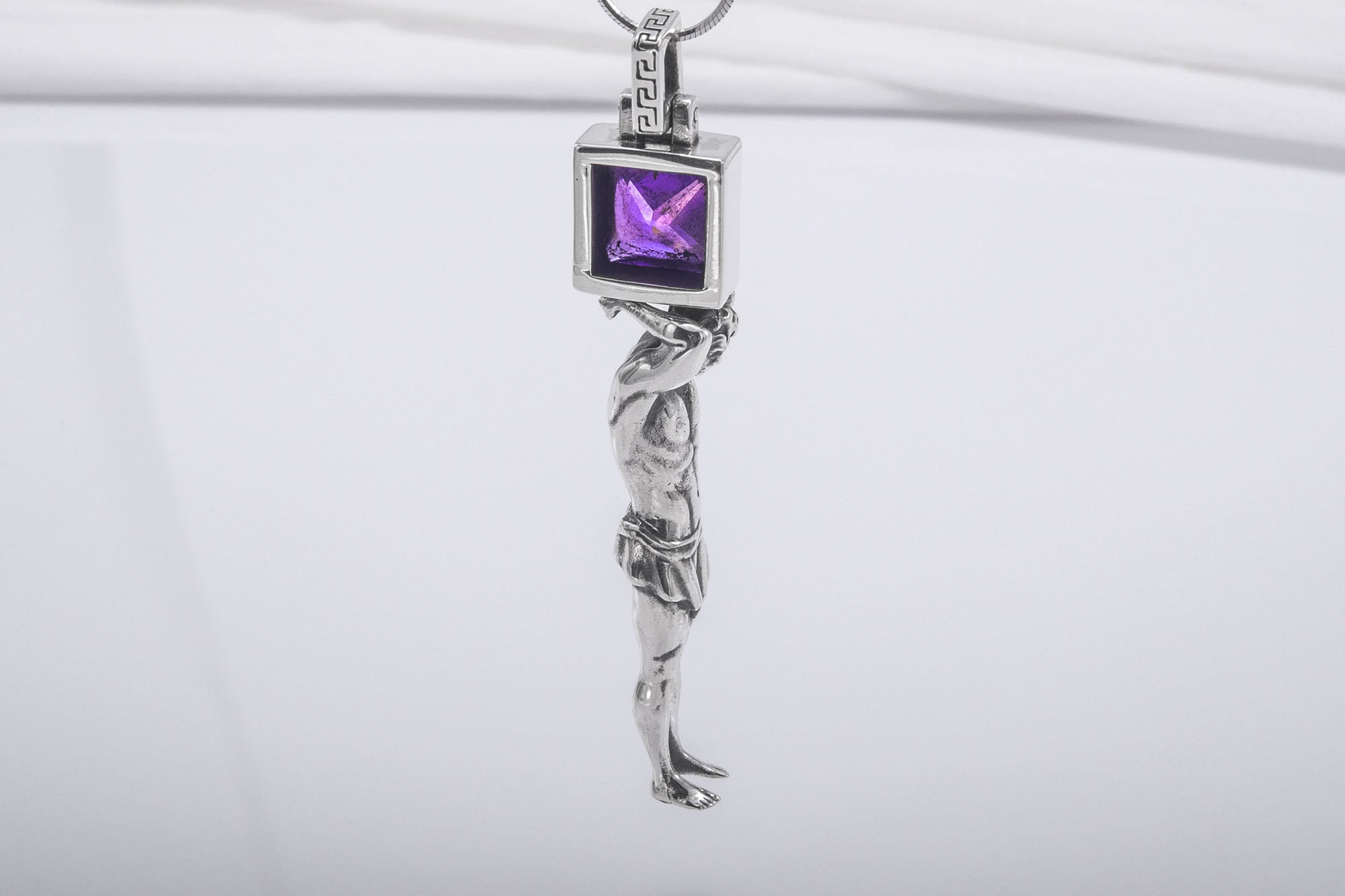 Sisyphe 925 Silver Pendant With Gem, Handcrafted Jewelry - vikingworkshop