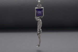 Sisyphe 925 Silver Pendant With Gem, Handcrafted Jewelry - vikingworkshop