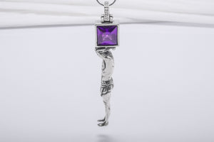 Sisyphe 925 Silver Pendant With Gem, Handcrafted Jewelry - vikingworkshop