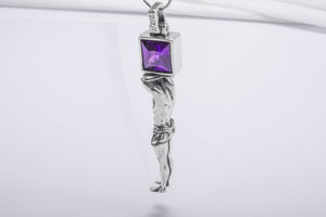 Sisyphe 925 Silver Pendant With Gem, Handcrafted Jewelry - vikingworkshop