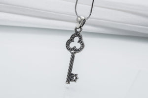 925 Silver Key Pendant With Celtic Knot Star, Handmade Jewelry - vikingworkshop