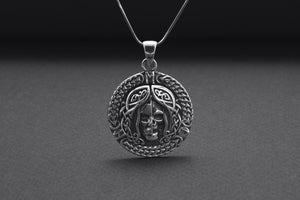 925 Silver Hel Pendant with Norse Ornament, Handmade Viking Jewelry - vikingworkshop