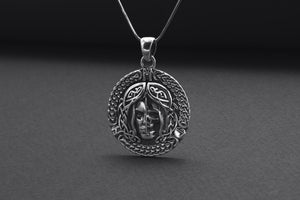 925 Silver Hel Pendant with Norse Ornament, Handmade Viking Jewelry - vikingworkshop