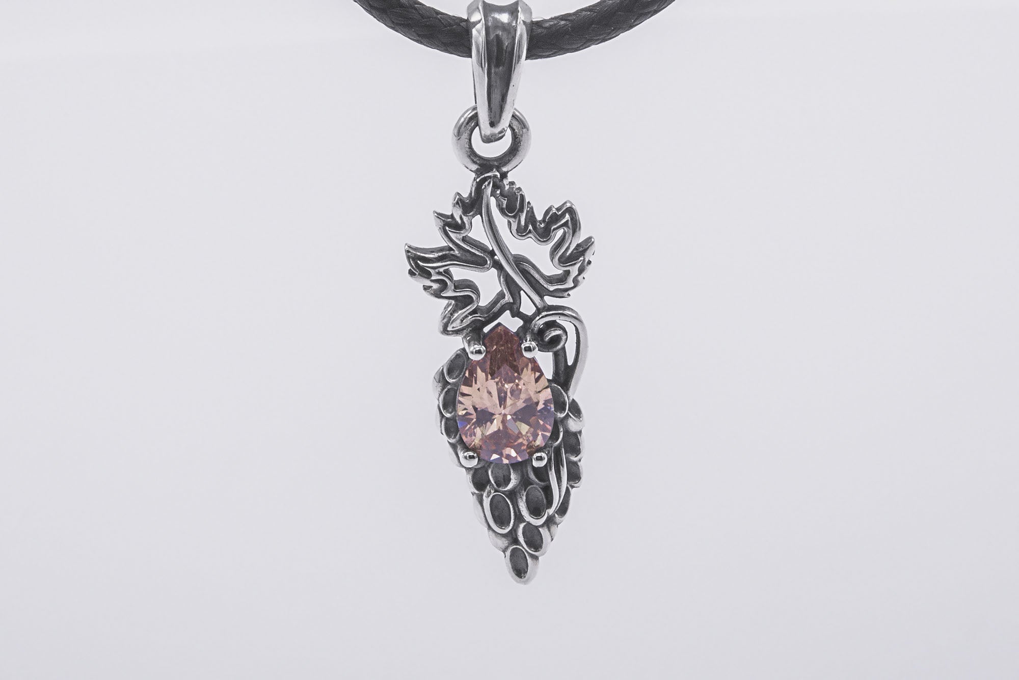 Sterling Silver Vine Pendant With Purple Gem, Handmade Jewelry - vikingworkshop