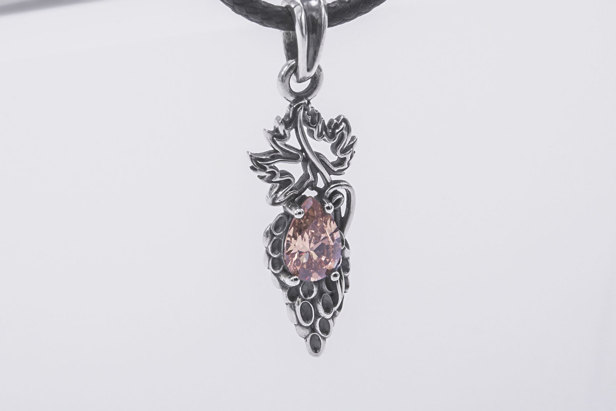 Sterling Silver Vine Pendant With Purple Gem, Handmade Jewelry - vikingworkshop