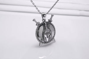 925 Silver Spartan Warrior Necklace with Greek Ornament, Unique Handmade Jewelry - vikingworkshop