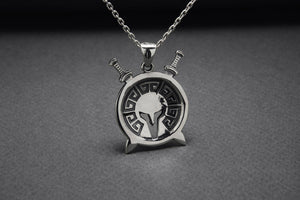 925 Silver Spartan Warrior Necklace with Greek Ornament, Unique Handmade Jewelry - vikingworkshop