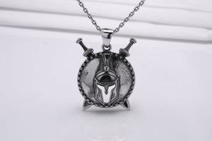 925 Silver Spartan Warrior Necklace with Greek Ornament, Unique Handmade Jewelry - vikingworkshop